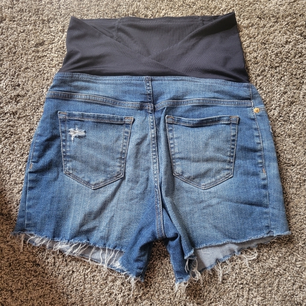 Isabel Maternity full panel distressed midi jean shorts size 2 size 26 - Picture 4 of 5